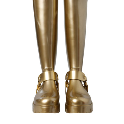 Metallic Gold Rubber PVC Rain Boots Shoes