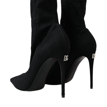 Black Stiletto Heels Denim Ankle Boots Shoes