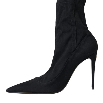 Black Stiletto Heels Denim Ankle Boots Shoes