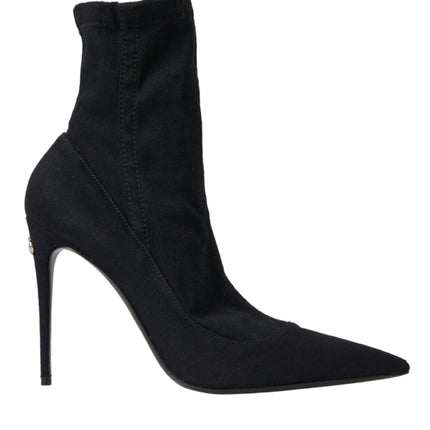 Black Stiletto Heels Denim Ankle Boots Shoes