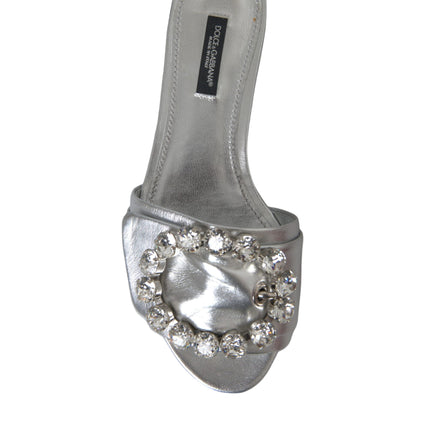 Silver Crystal Leather Flats Sandals Shoes