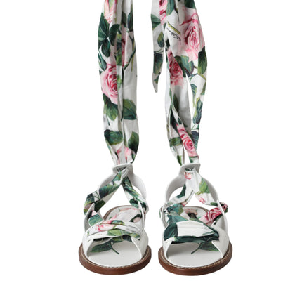 Multicolor Floral Print Ankle Wrap Sandals Shoes