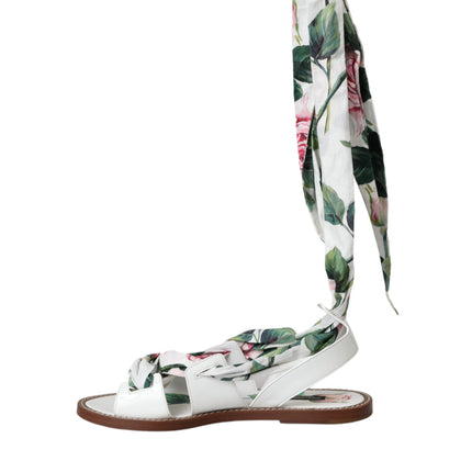 Multicolor Floral Print Ankle Wrap Sandals Shoes