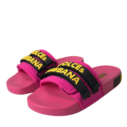 Pink Black Logo Beachwear Flats Sandals Shoes