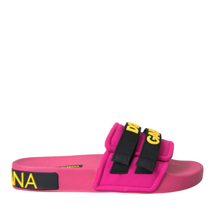 Pink Black Logo Beachwear Flats Sandals Shoes