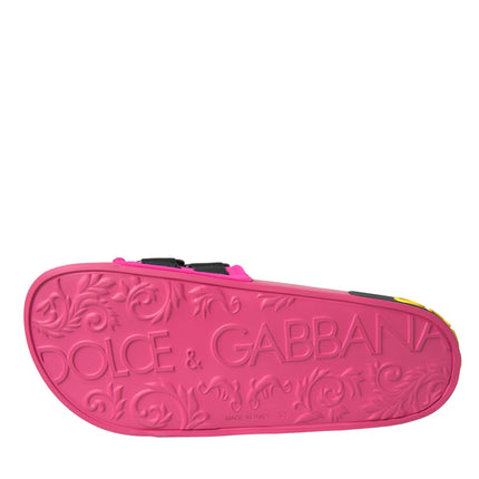 Pink Black Logo Beachwear Flats Sandals Shoes