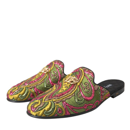 Multicolor Brocade DG Logo Mule Flat Sandals Shoes