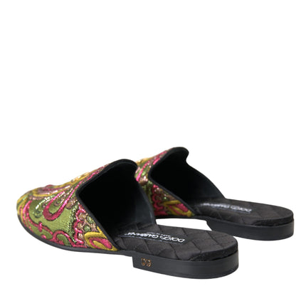 Multicolor Brocade DG Logo Mule Flat Sandals Shoes