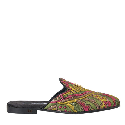 Multicolor Brocade DG Logo Mule Flat Sandals Shoes