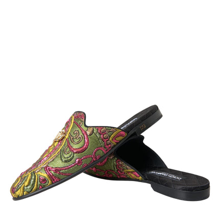 Multicolor Brocade DG Logo Mule Flat Sandals Shoes