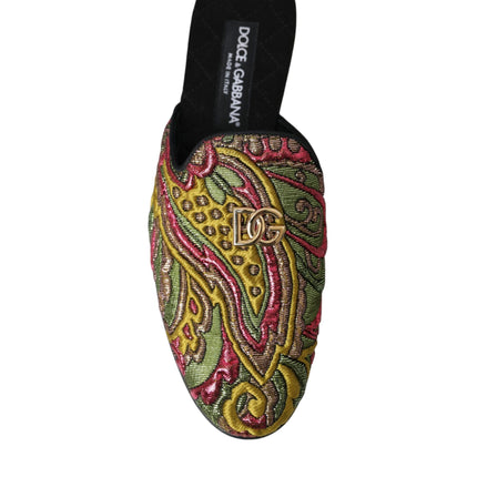 Multicolor Brocade DG Logo Mule Flat Sandals Shoes