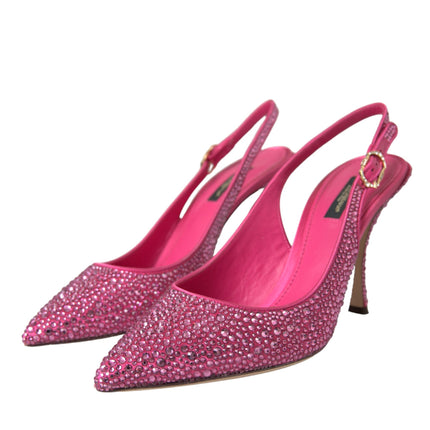 Pink Strass Crystal Heels Slingbacks Shoes