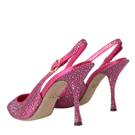 Pink Strass Crystal Heels Slingbacks Shoes