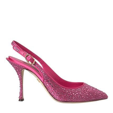 Pink Strass Crystal Heels Slingbacks Shoes