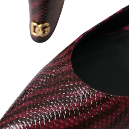 Maroon Zebra Leather Heels Slingbacks Shoes