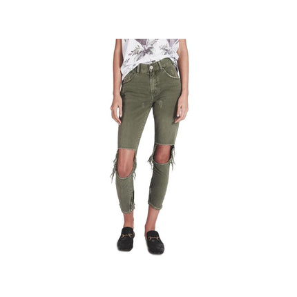 Groene katoenen jeans en broek