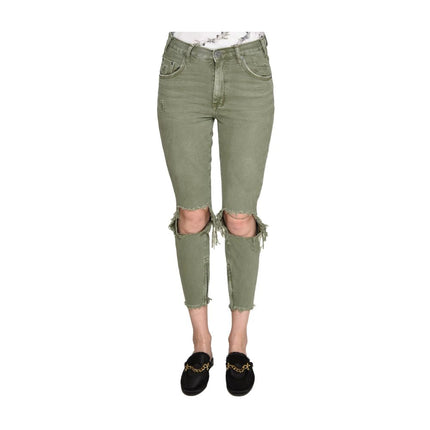 Groene katoenen jeans en broek