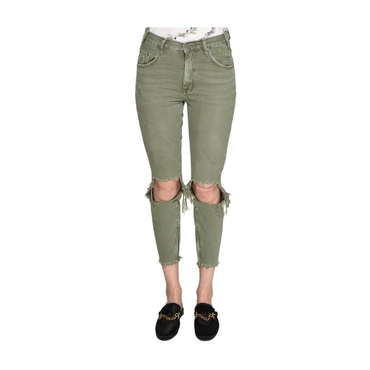 Jeans in cotone verde e pantalone