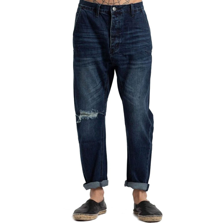 Blauwe katoenen jeans en broek