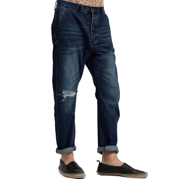 Blauwe katoenen jeans en broek