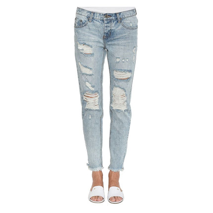 Jeans in cotone azzurro e pantalone