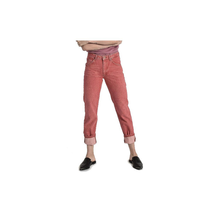 Jeans di cotone rosso e pantalone