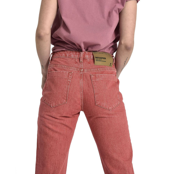 Jeans di cotone rosso e pantalone