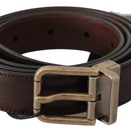 Brown Leather Gold Buckle Men Belt