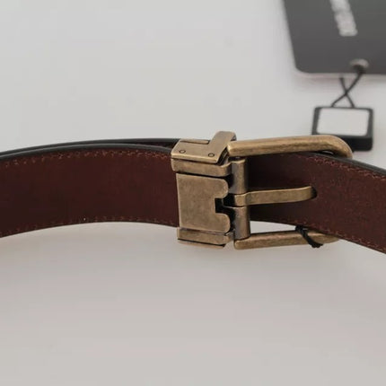 Brown Leather Gold Buckle Men Belt