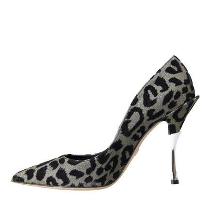 Silver Black Leopard Lurex Heels Pumps Shoes