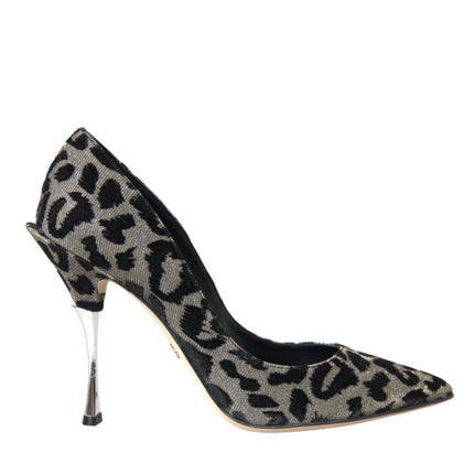 Silver Black Leopard Lurex Heels Pumps Shoes