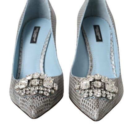 Light Blue Exotic Leather Crystal Bellucci Shoes