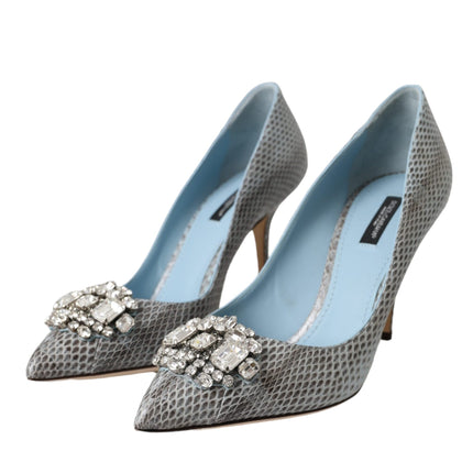 Light Blue Exotic Leather Crystal Bellucci Shoes