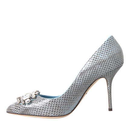 Light Blue Exotic Leather Crystal Bellucci Shoes