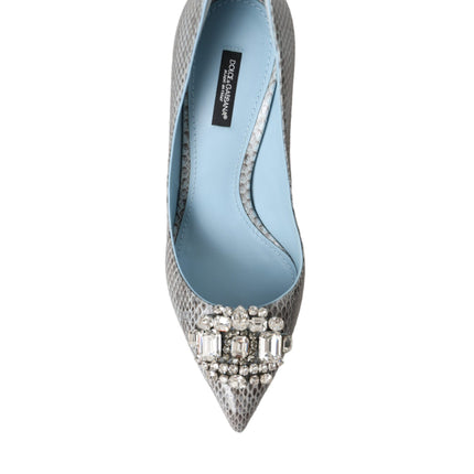 Light Blue Exotic Leather Crystal Bellucci Shoes