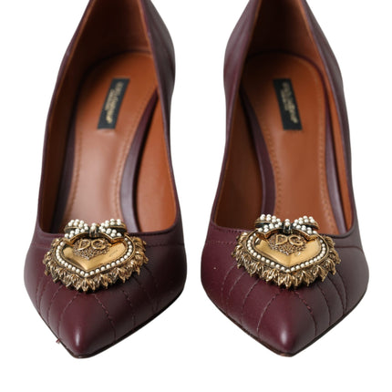 Bordeaux Leather Heart DEVOTION Pumps Shoes