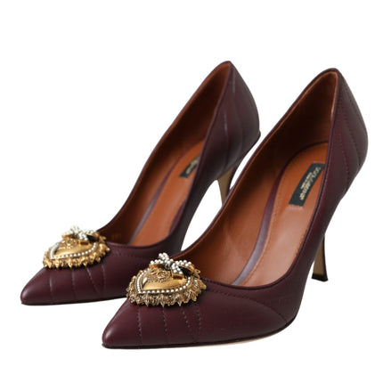 Bordeaux Leather Heart DEVOTION Pumps Shoes