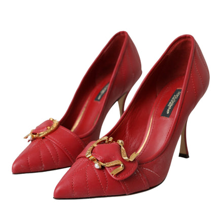 Red Devotion Leather Heels Pumps Shoes