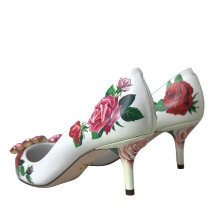 Rose in pelle bianca Crystal Bellucci Pompe scarpe