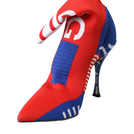 Red Blue Stretch Sock Style Ankle Boots Logo Shoes