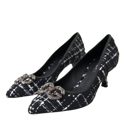 Black White Tweed DG Amore Heels Pumps Shoes