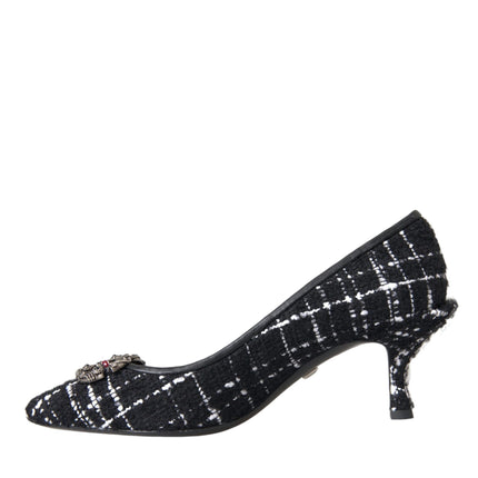 Black White Tweed DG Amore Heels Pumps Shoes