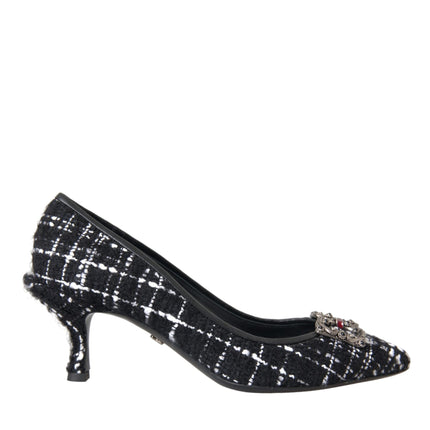 Black White Tweed DG Amore Heels Pumps Shoes