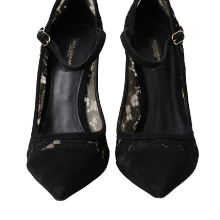 Black Taormina Lace Mary Janes Pumps Shoes