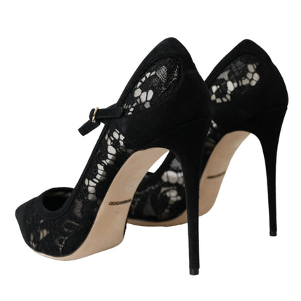 Black Taormina Lace Mary Janes Pumps Shoes