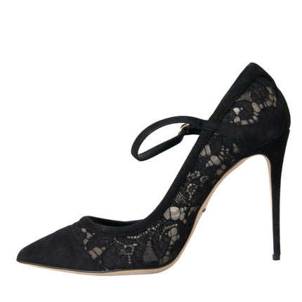 Black Taormina Lace Mary Janes Pumps Shoes