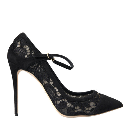 Black Taormina Lace Mary Janes Pumps Shoes