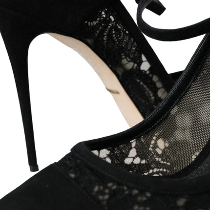 Black Taormina Lace Mary Janes Pumps Shoes