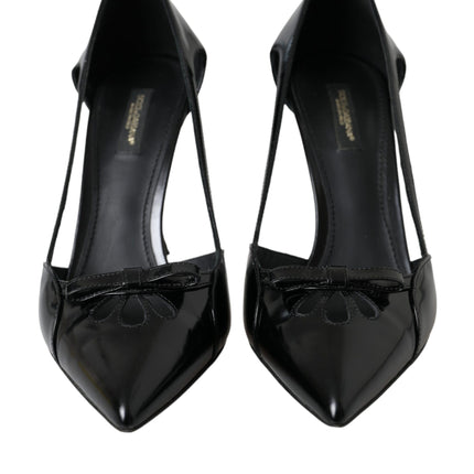 Black Calf Leather Pointed Heels Pumps Shoes