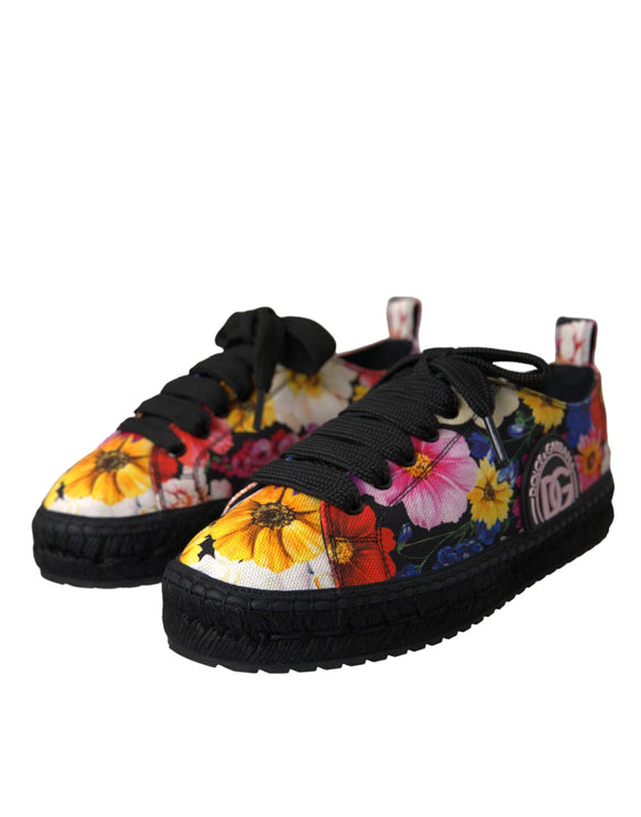 Multicolor Canvas Floral Espadrilles Sneakers Shoes